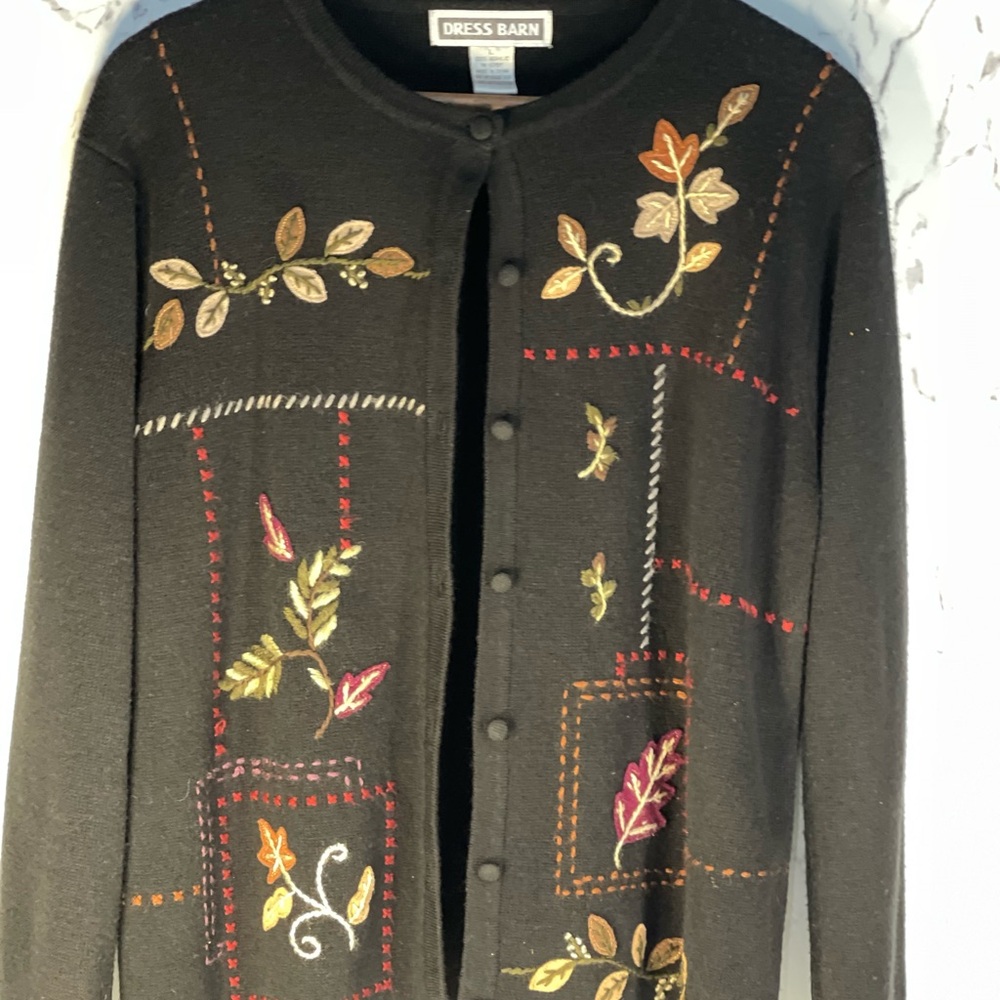 Vintage Dress Barn Women’s Thick Fall Themed Cardigan Size Large
